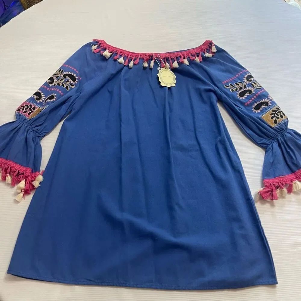 NWT VELZERA Royal Blue Embroidered Dress Size Medium New